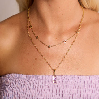 LSU "TIGERS" Initial Necklace - Nickel & Suede