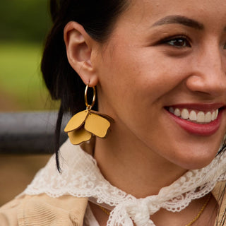 Marigold Margot Petal Hoop Earrings - Nickel & Suede