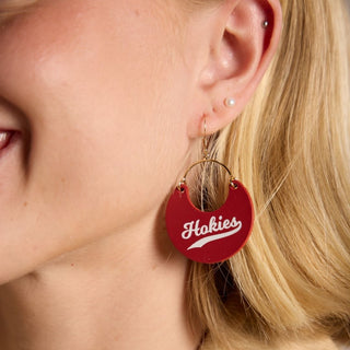 Maroon Virginia Tech Hokies Nina Leather Hoop Earrings - Nickel & Suede