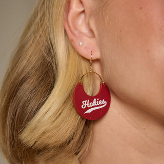 Maroon Virginia Tech Hokies Nina Leather Hoop Earrings - Nickel & Suede