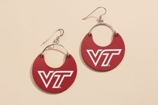 Maroon Virginia Tech Nina Leather Hoop Earrings - Nickel & Suede