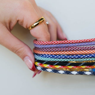 Maroon & White Minimalist Cord Necklace - Nickel & Suede