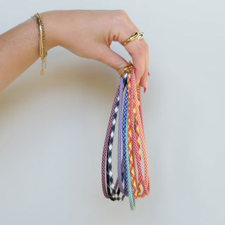 Maroon & White Minimalist Cord Necklace - Nickel & Suede