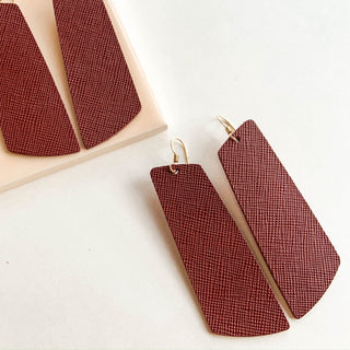 Merlot Gem Leather Earrings - Nickel & Suede