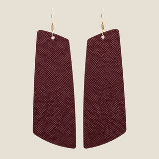 Merlot Gem Leather Earrings - Nickel & Suede