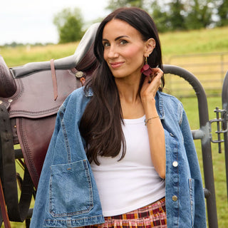 Merlot Margot Petal Hoop Earrings - Nickel & Suede