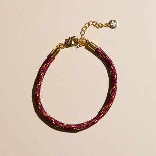 Metallic Burgundy Minimalist Cord Bracelet - Nickel & Suede
