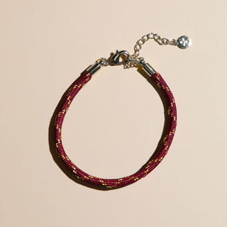 Metallic Burgundy Minimalist Cord Bracelet - Nickel & Suede