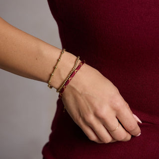 Metallic Burgundy Minimalist Cord Bracelet - Nickel & Suede