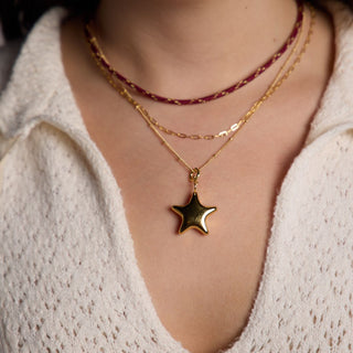 Metallic Burgundy Minimalist Cord Necklace - Nickel & Suede