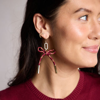 Metallic Burgundy Simone Cord Earrings - Nickel & Suede