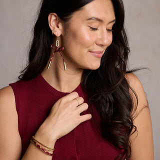 Metallic Burgundy Simone Cord Earrings - Nickel & Suede