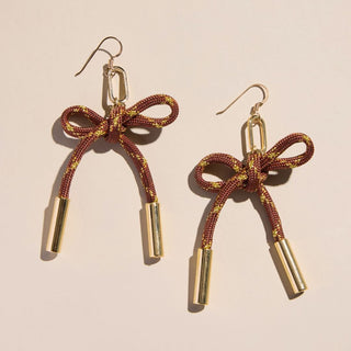 Metallic Chocolate Simone Cord Earrings - Nickel & Suede