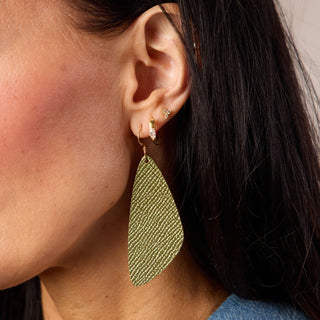 Metallic Moss Evie Leather Earrings - Nickel & Suede
