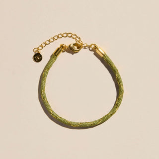 Metallic Moss Minimalist Cord Bracelet - Nickel & Suede
