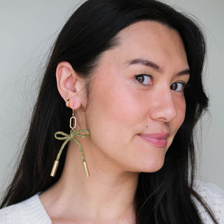 Metallic Moss Simone Cord Earrings - Nickel & Suede