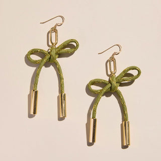 Metallic Moss Simone Cord Earrings - Nickel & Suede