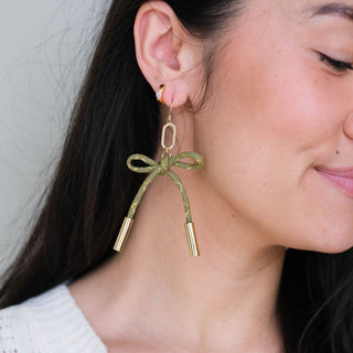 Metallic Moss Simone Cord Earrings - Nickel & Suede