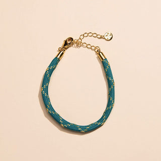 Metallic Teal Minimalist Cord Bracelet - Nickel & Suede