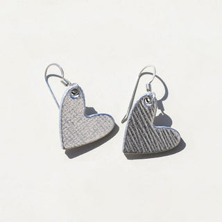 Mini Heart Leather Earrings - Nickel & Suede