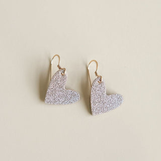 Mini Heart Leather Earrings - Nickel & Suede
