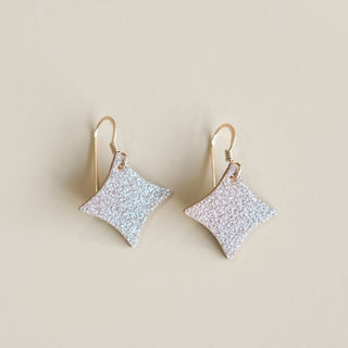Mini Sparkle Leather Earrings - Nickel & Suede