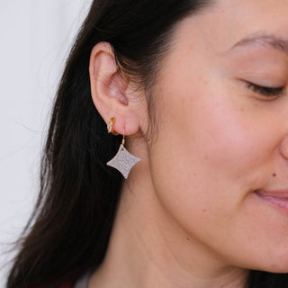 Mini Sparkle Leather Earrings - Nickel & Suede