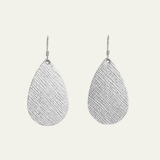 Mini Teardrop Leather Earrings - Nickel & Suede