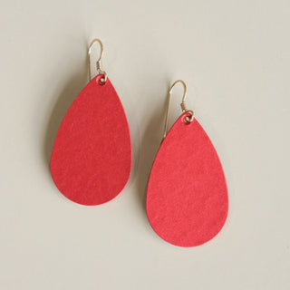Mini Teardrop Leather Earrings - Nickel & Suede