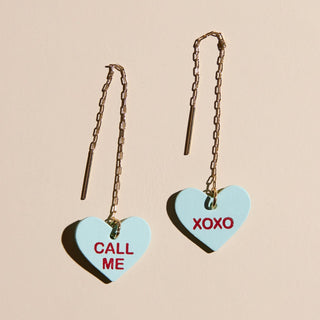 Mint Conversation Heart Threaders - Nickel & Suede