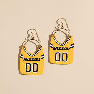 Missouri Gold University of Missouri Football Jersey Earrings - Nickel & Suede