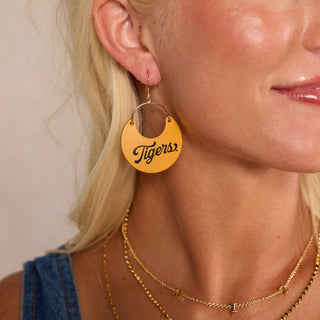 Missouri Gold University of Missouri Tigers Script Nina Leather Hoop Earrings - Nickel & Suede
