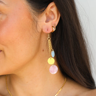 Mixed Media Leather and Resin Dangle Earrings - Nickel & Suede