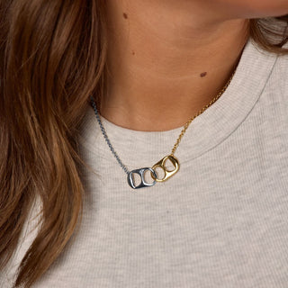 Mixed Metal Soda Tab Necklace - Nickel & Suede