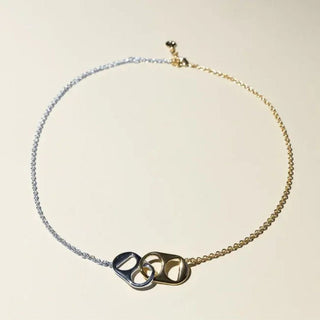 Mixed Metal Soda Tab Necklace - Nickel & Suede