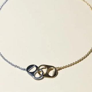 Mixed Metal Soda Tab Necklace - Nickel & Suede