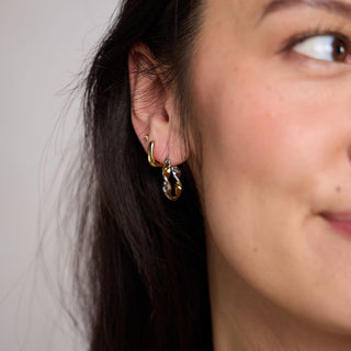 Mixed Metal Twist Hoops - Nickel & Suede