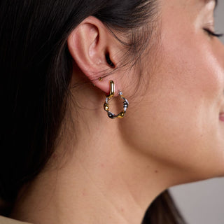 Mixed Metal Twist Hoops - Nickel & Suede