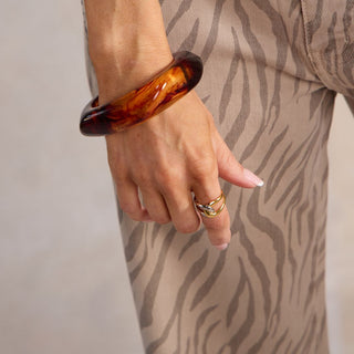 Mixed Metal Twist Ring - Nickel & Suede