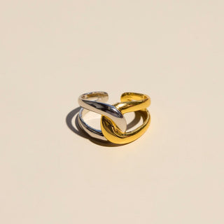 Mixed Metal Twist Ring - Nickel & Suede