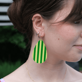Mojito Stripe Teardrops - Nickel & Suede