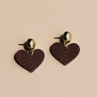 Mulberry Blaire Heart Drop Leather Earrings - Nickel & Suede