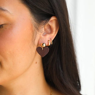 Mulberry Blaire Heart Drop Leather Earrings - Nickel & Suede