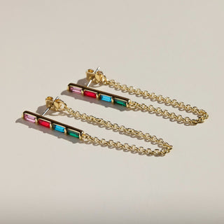 Multicolor Lucia Statement Earrings - Nickel & Suede