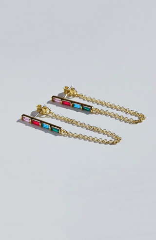 Multicolor Lucia Statement Earrings - Nickel & Suede