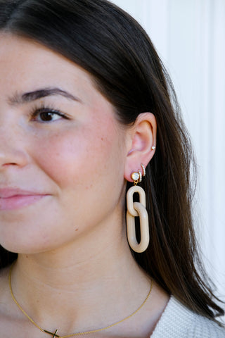 Natural Bianca Acrylic Statement Earrings - Nickel & Suede