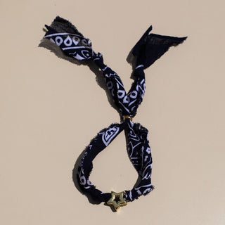 Navy Bandana Bolo Bracelet - Nickel & Suede