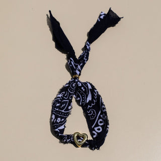 Navy Bandana Bolo Bracelet - Nickel & Suede