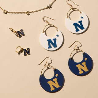 Navy Blue United States Naval Academy Ninas - Nickel & Suede