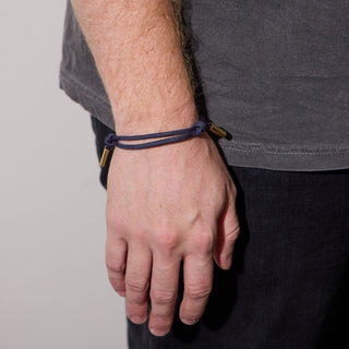 Navy Cord Bracelet - Nickel & Suede